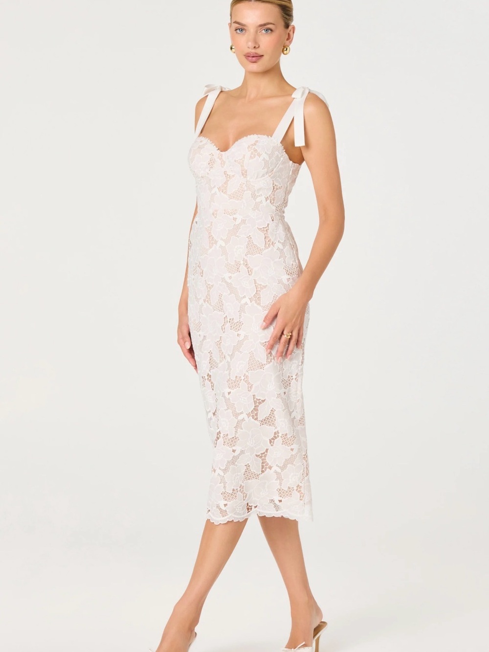Astr The Label Donne Floral Lace Corset Midi Dress